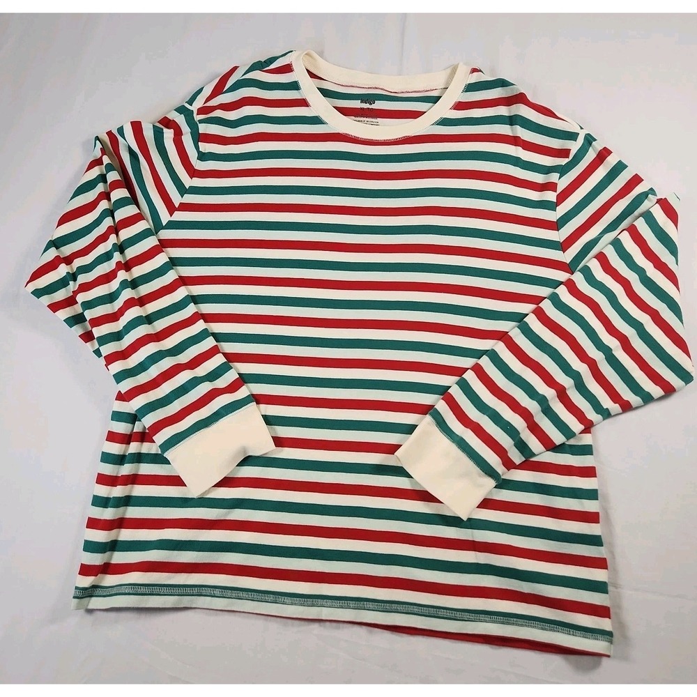 Indigo Long sleeve Tophorizontal striped Multicolor crewneck top Size XL